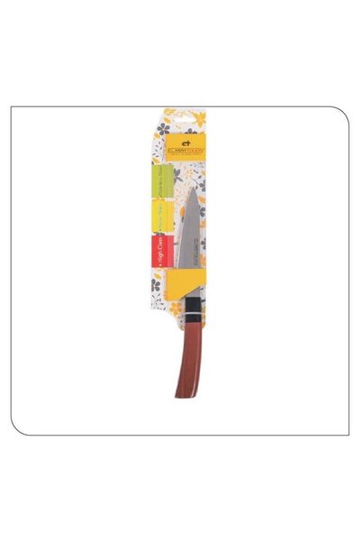 Generic Stainless Steel Chef Knife, Wood Textured Abs Plastic Handle