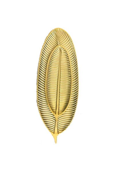 Generic 2-Piece Leaf Shape Serving Tray Set Gold 59x22, 39x14cm