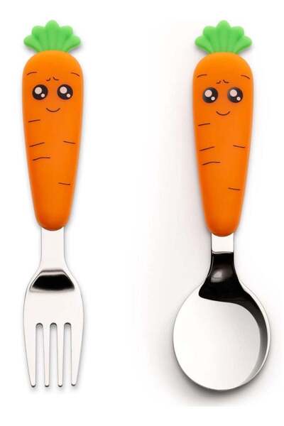 Generic Toddler Utensils with Case - Stainless Steel Self-Feeding Kids Spoons and Forks Set, Travel Cutlery