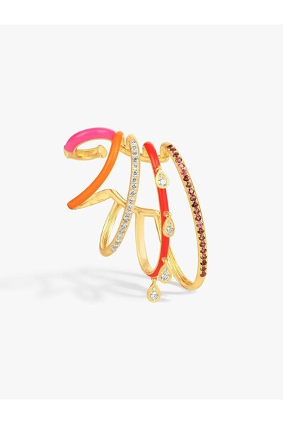 Nenya Vip Steel Zircon Stone Inlaid Colorful Enamel Cartilage Earrings