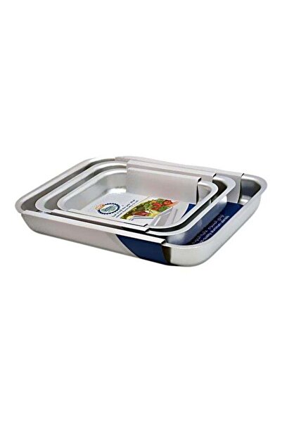Generic 3-Piece Aluminium Oven Tray Set Silver