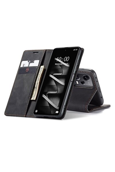 UIQ Husă din piele tip carte pentru Huawei P30 Lite / P30 Lite New Edition, neagră