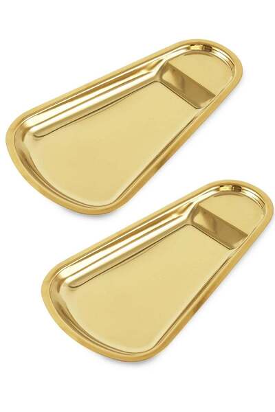 Generic Excefore 2 Pack Gold Stainless Steel Spoon Rest, Spatula Ladle Spoon Utensils Holder, Suitable for