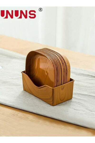 Generic 12Pcs Plastic Grain Plates,Wood Texture Reusable Appetizer and Desser...