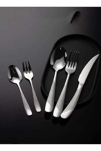Generic 25 pieces of tableware, elegant carved handle -304 stainless steel luxury kitchen tableware set Wes
