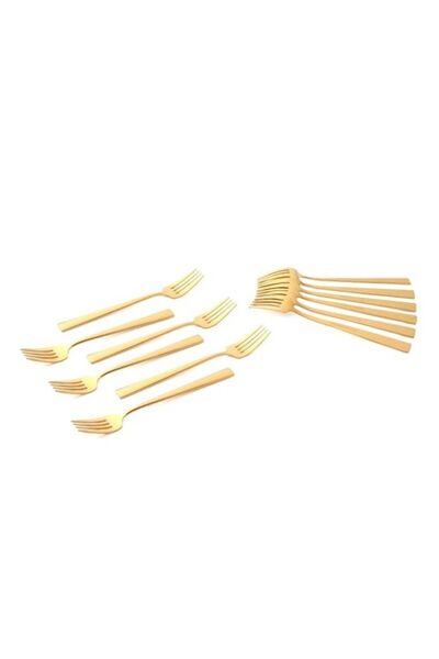 Generic Life Smile 12pcs Cutlery Set, 18/10 Stainless Steel, Flatware Set, 12pcs Dinner Fork, Shine Gold, f