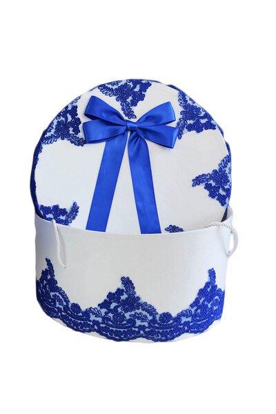 fantasialand Set cutie rotundă pentru botez, dantelă albastră