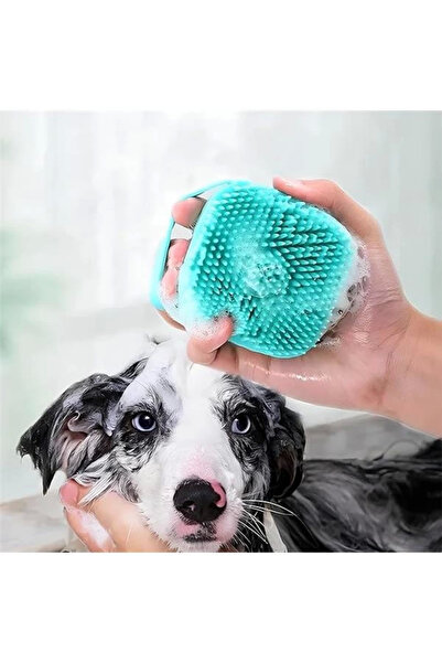hepsiibirarada Kanji Silicone Pet Bath Brush – Massage Comb with Shampoo Chamber, Soft Serrated