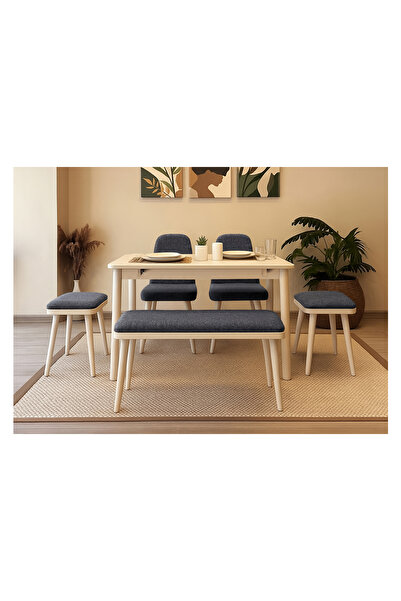 Rabi MİORA MİNİ AÇILIR MUTFAK MASA TAKIMI, KREM ANTRASİT(1 Masa + 2 Sandalye ...