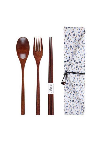 Generic SOWUGI Wooden Spoon Chopsticks Fork Sets Dinnerware Combinations Chopsticks and Spoons Fork Set