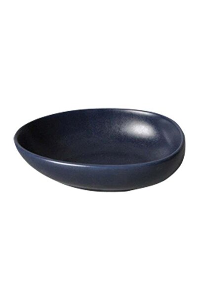 Generic Shallow Porcelain Soup Plate Matt Dark Blue 21cm
