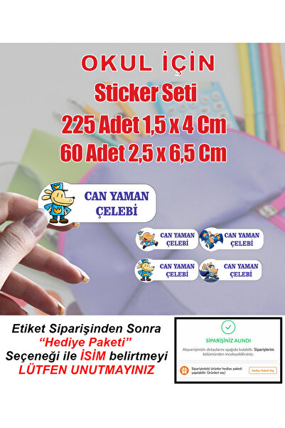 Aysprint KÖPEK ADAM Figürleri ETİKET Seti Okul Etiketi Kırtasiye Defter Kalem...