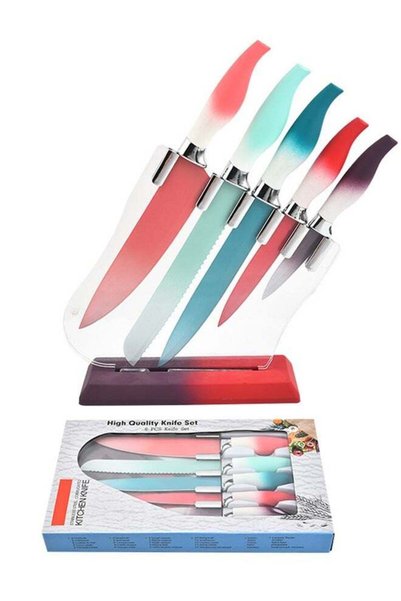 Generic Premium Six-Piece Stainless Steel Colored Knife Set with Gradient Sea...