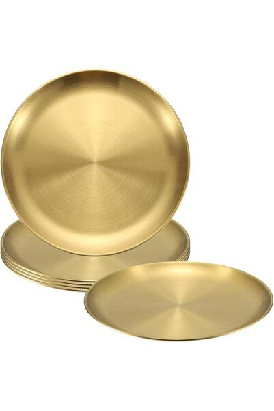 Generic 5pcs Stainless Steel Plates ，Metal Lightweight Unbreakable Dinner Dis...
