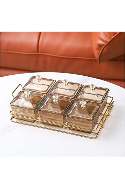Generic Snack Serving Tray with Lid 6 Clear Candy and Nut Serving Container s...