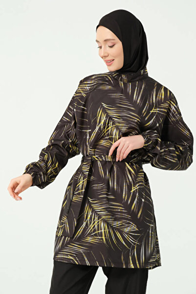 ALFASA Oversize Stretch Swimsuit with Leaf Pattern