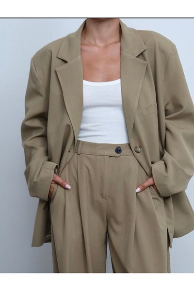 AÈC PRIVÈ Women's Lined Blazer Jacket Pants Set 7777 (100% Cotton, Non-Pilling)