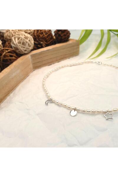 Abundo Colier "Night Sky" din perle de cultura si argint 925 placat cu rodiu, 39 cm