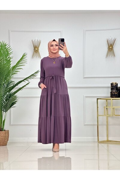 Enans Design Rochie pentru femei în stil Tesettură din țesătură Sandy