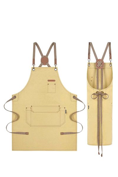 Generic SYOSI Chef Apron with Cross Back Straps for Men Women Cotton Canvas Apron for Artists Painting Kitc