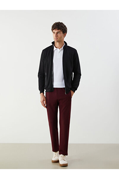 LC Waikiki Black Stand Collar Long Sleeve Men's Zip-Up Sweatshirt