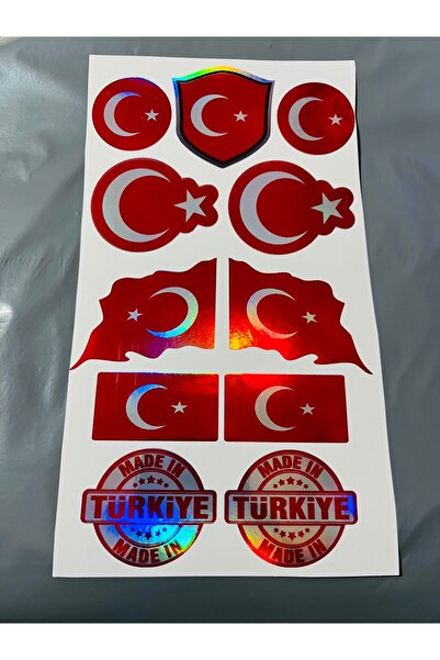 İŞCAN MOTOR AYYILDIZ BAYRAK HOLOGRAM STİCKER 14x25cm (Her Parça Kesiktir)