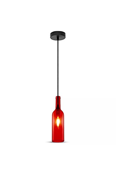 KlaussTech Lampă suspendată de tavan cu sticlă de vin, 1m, roșie - E14