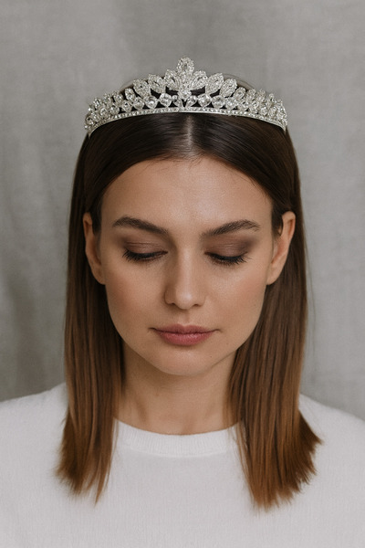 Massaltay Αξεσουάρ μαλλιών με λαμπερό στέμμα νύφης από πέτρα ζιργκόν – Γάμος,...