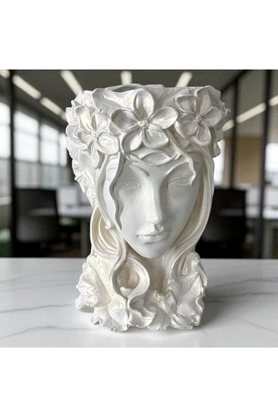 velve Venus Flower Lady Vase, 33 cm, Pearl White