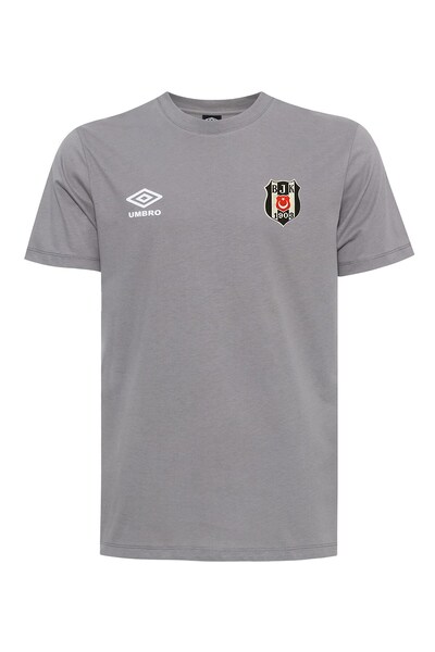 Beşiktaş Γνήσιο μπλουζάκι με λογότυπο με ορισμένα δικαιώματα, γκρι με λαιμόκοψη