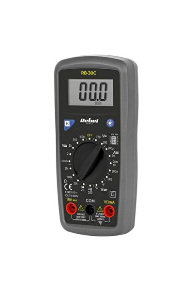 Rebel RB-30C Universal Multimeter, Illumination, Battery Testing, Temperature Measurement.