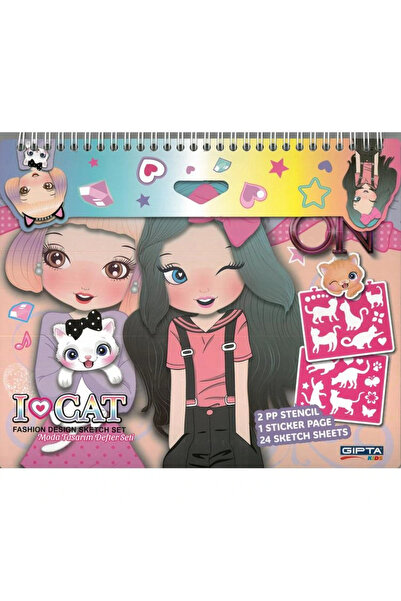 Gıpta Style on K9018 Fashion Design Notebook with Sticker 21X25 Sketch Book