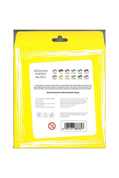 Graphmaster KARSLIOĞLU 6612 SHIMMER IŞILTILI MARKER KALEM SETİ 12'Lİ (RENK) KARTON KUTU