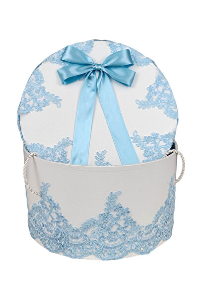 fantasialand Round Box for Christening Set, Blue Lace
