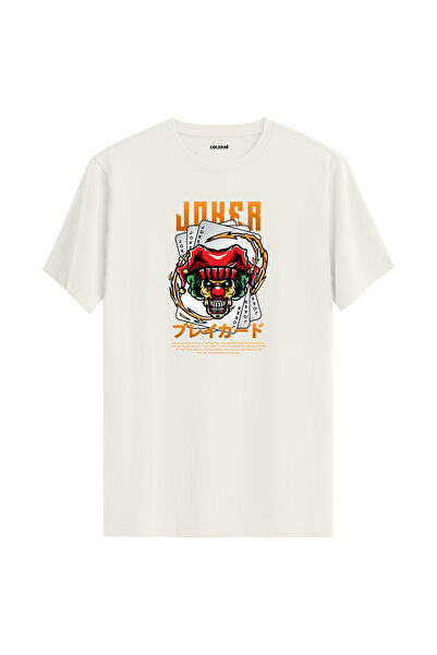 Colermi تي شيرت جوكر بطاقة اللعب مطبوع عليه جمجمة من القطن بنسبة 100%