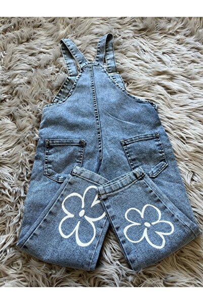 Cyber Girl's Denim Floral Salopet with Pocket Detail Suitable for All Seasons