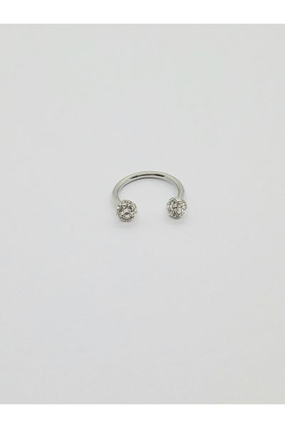 Set Stainless Steel Zircon Stone 10 mm Lip Labret Tragus Helix Piercing Earring (Diameter: 10mm) (Stone: 3 mm)