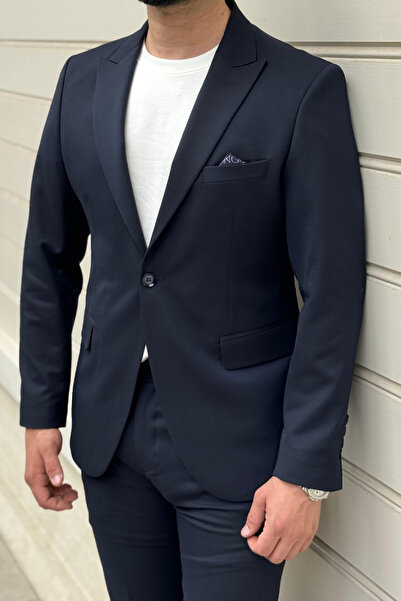thesunfyre ERKEK Slim Fit Dar Kesim Mono Yaka Düz Klasik Takım Elbise