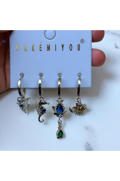İNN JEWELLERY Steel Earrings Tarnish-Free Antiallergic Sea Figured (2 Years Importer Guaranteed)