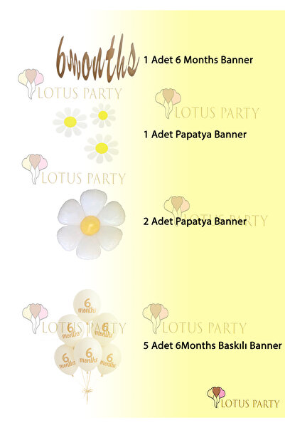 LOTUS PARTY 6 Months Daisy Tama - Daisy Themed Half Age Celebration - Kraft 6 Months Text Daisy Balloon