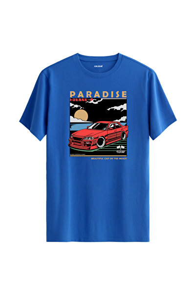 Colermi تي شيرت عادي بتصميم سيارة رياضية Paradise Sunset
