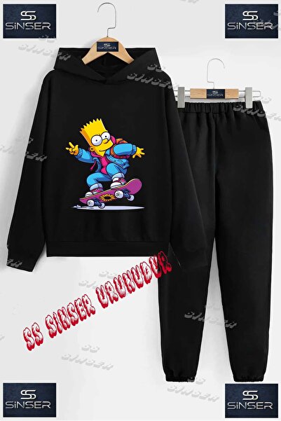 SS SİNSER Παιδικό Unisex Σετ Φόρμας με Κουκούλα και Ειδική Στάμπα "SIMSON RED...