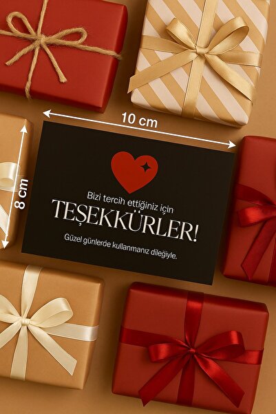 Emtory Home Siyah Teşekkür Kartı - 10 Adet Paketleme Not Kartı - 8x10 Kalın K...