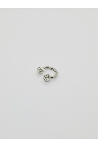 Set Stainless Steel Zircon Stone 6 mm Lip Labret Tragus Helix Piercing Earring (Diameter: 6 mm) (Stone: 3 mm)