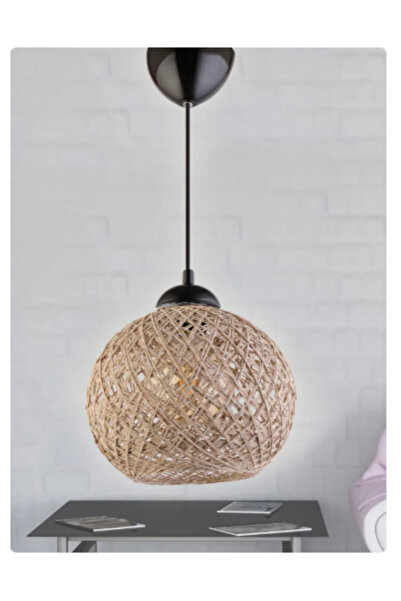 zorbey enet aydınlatma Bella Hasır Sarkıt Tekli Avize ( Siyah Askı Takımlı)