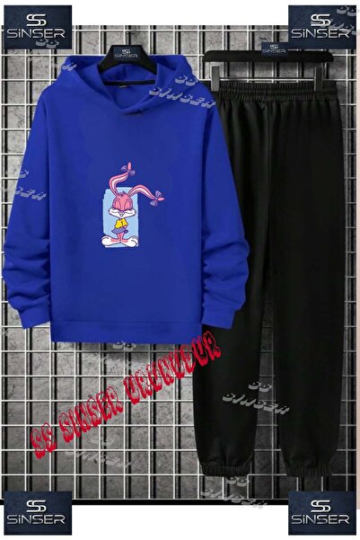 SS SİNSER Παιδικό Unisex Σετ Φόρμας με Κουκούλα "TAVSAN KIZ BLUE CANVAS" με Ε...