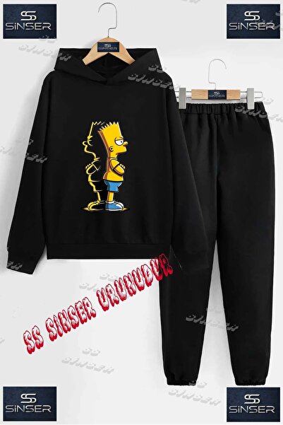 SS SİNSER Детски унисекс комплект от спортен екип с качулка и специален принт...