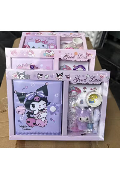 BALCI HEDİYELİK Kuromi Defter Hediye Kutusu Etiket Kırtasiye Seti Öğrenci Mal...