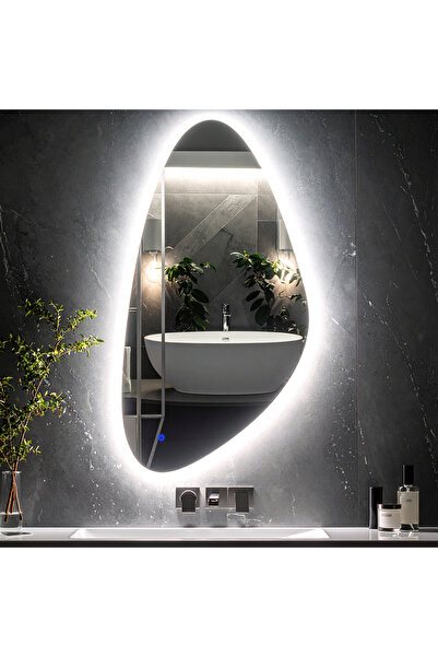 lumora mirror design Alvora Beyaz Led'li Lazer Kumlamalı Lavabo & Banyo Aynas...