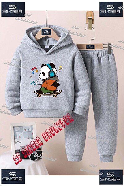 SS SİNSER Παιδικό Unisex Σετ Φόρμας με Κουκούλα "PANDA SKATEBOARD COLORFUL NO...